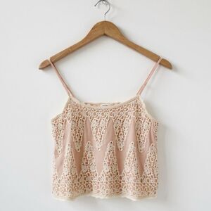Anthropologie Tiny Anne Lace Overlay Cami in Beige/Blush | Size XS